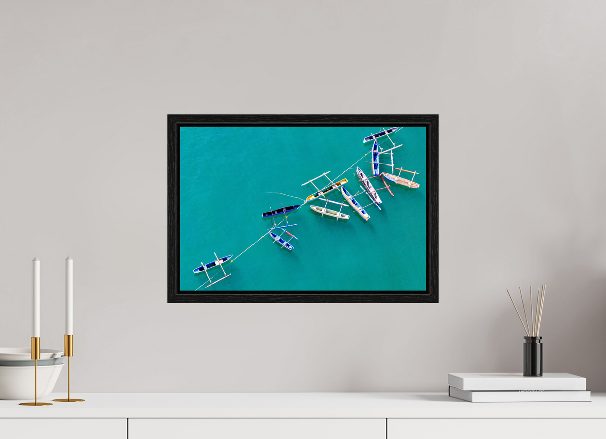 45 x 30 cm, Floater Frame Anchored in Blue