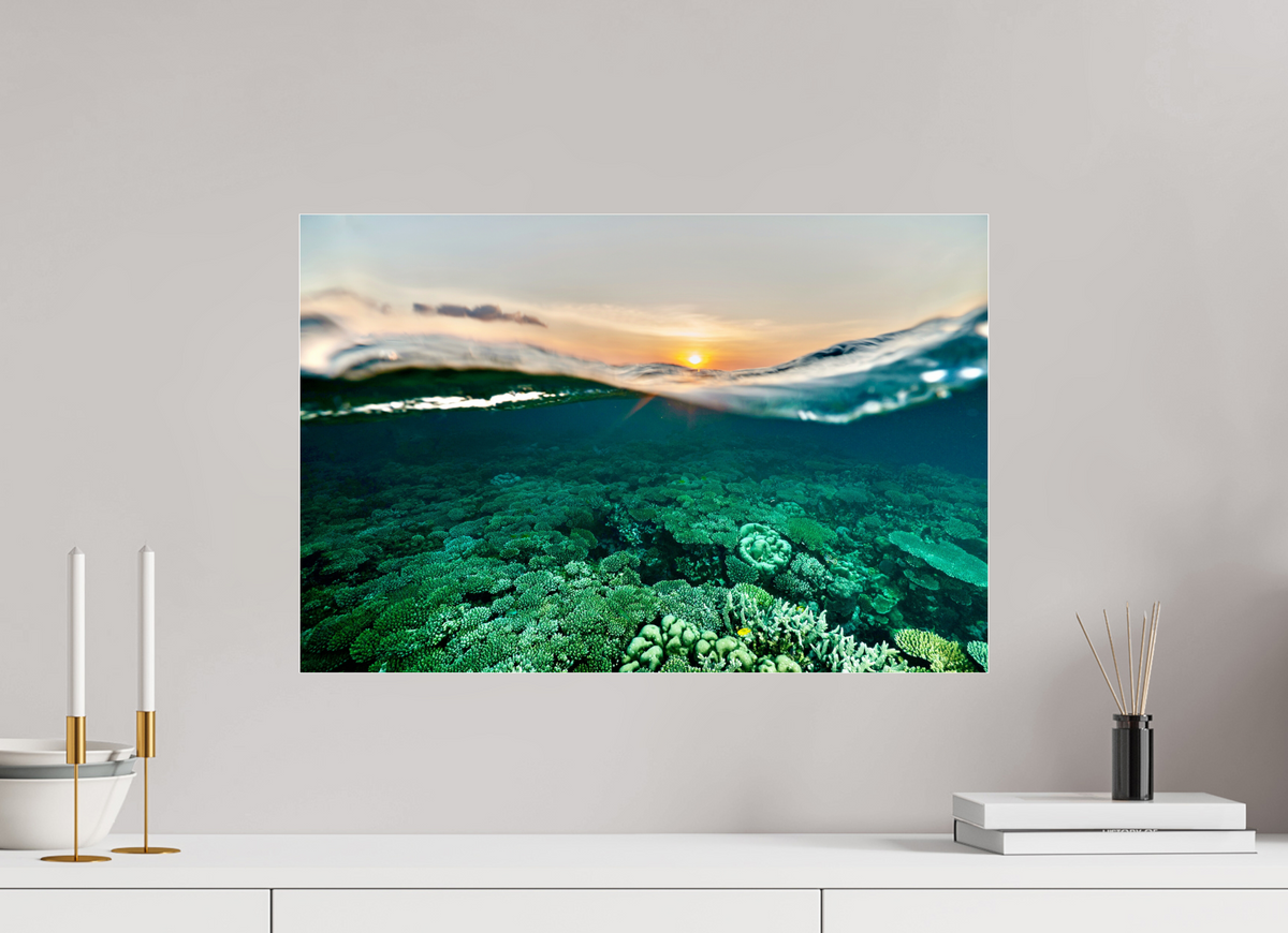 60 x 40 cm, Photo Print Under Acrylic Glass Sunrise reef