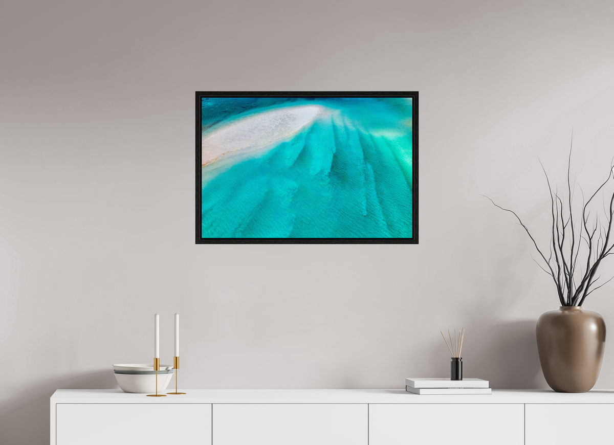 75 x 50 cm, Floater Frame Anchored in Blue
