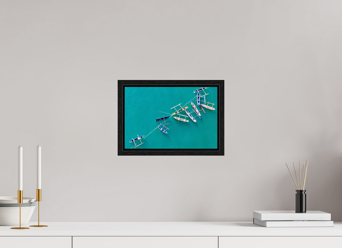 30 x 20 cm, Floater Frame Anchored in Blue