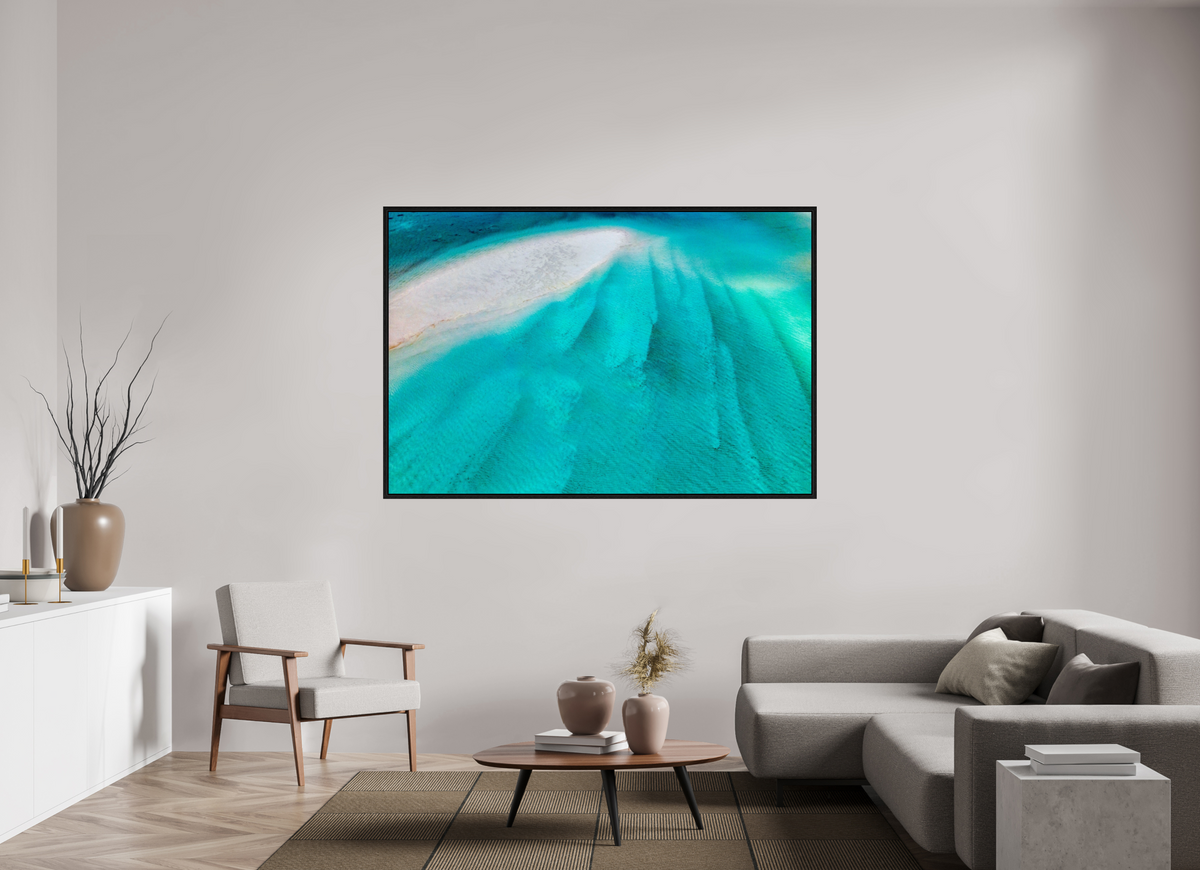 180 x 120 cm, Floater Frame Anchored in Blue