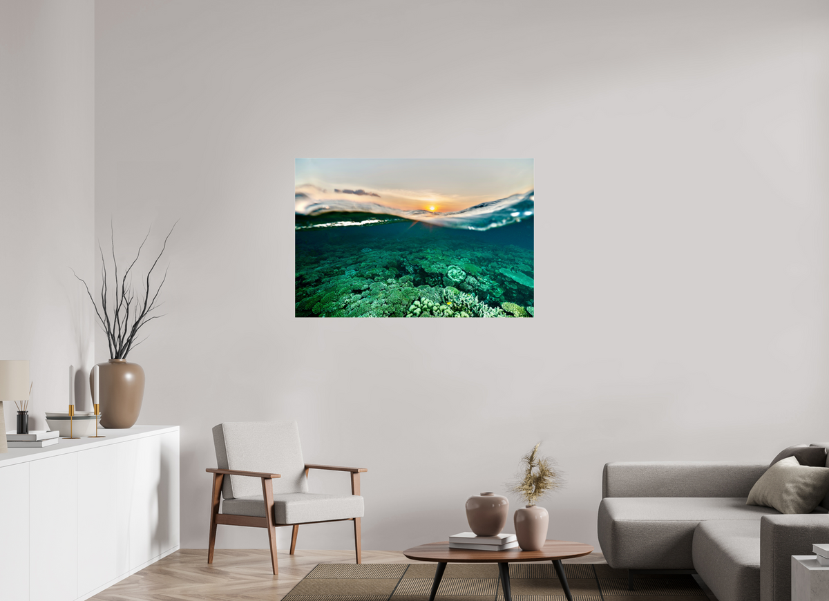 120 x 80 cm, Photo Print Under Acrylic Glass Sunrise reef