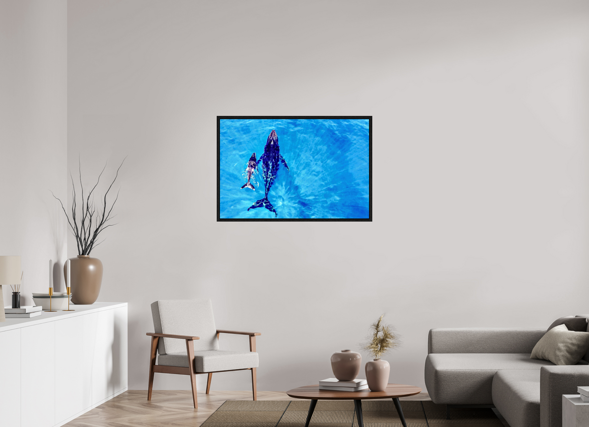 105 x 70 cm, Floater Frame A bond in blue
