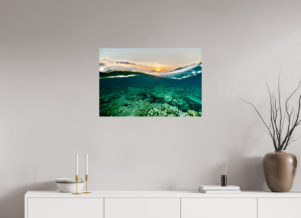 75 x 50 cm, Photo Print Under Acrylic Glass Sunrise reef