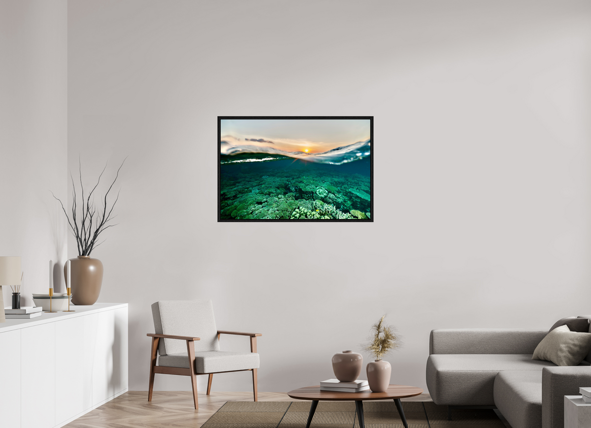 105 x 70 cm, Floater Frame Sunrise reef