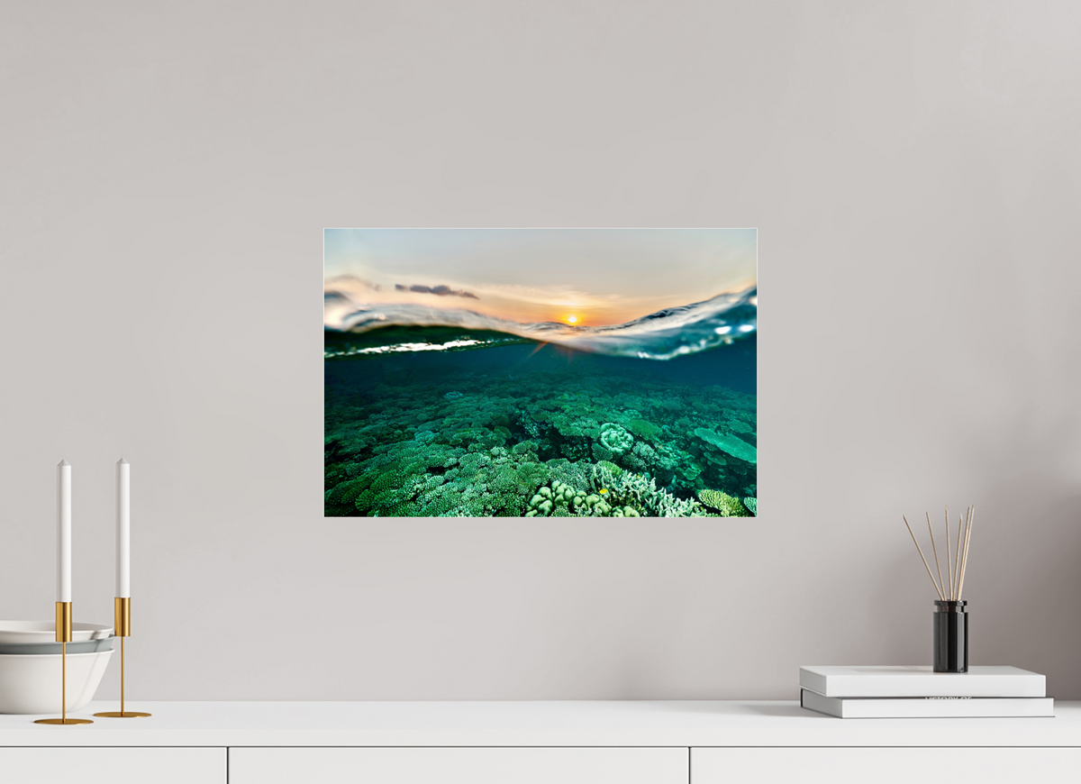 45 x 30 cm, Photo Print Under Acrylic Glass Sunrise reef