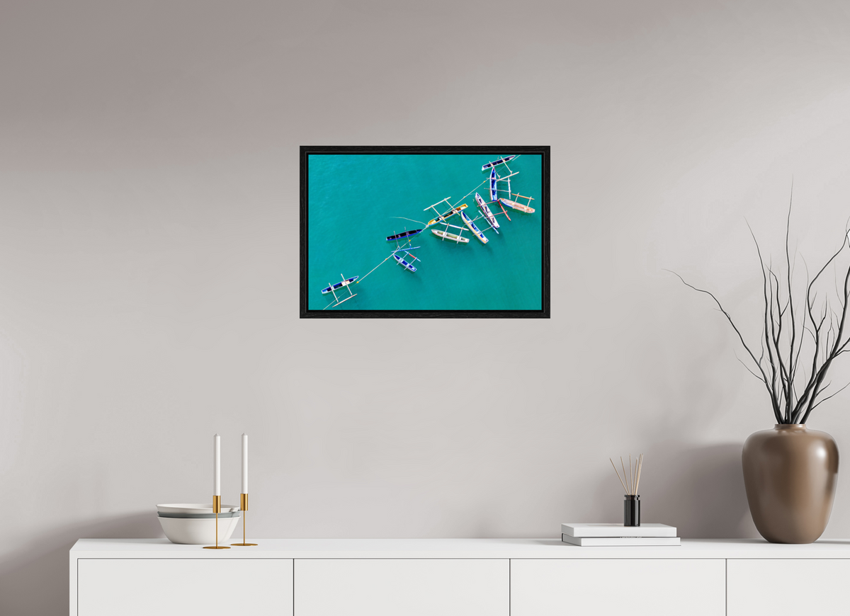 60 x 40 cm, Floater Frame Anchored in Blue