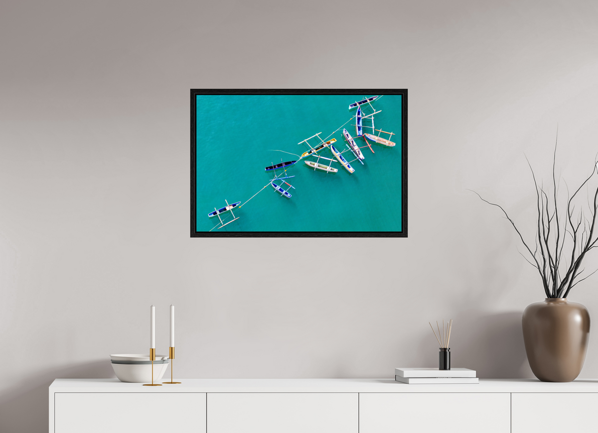 75 x 50 cm, Floater Frame Anchored in Blue